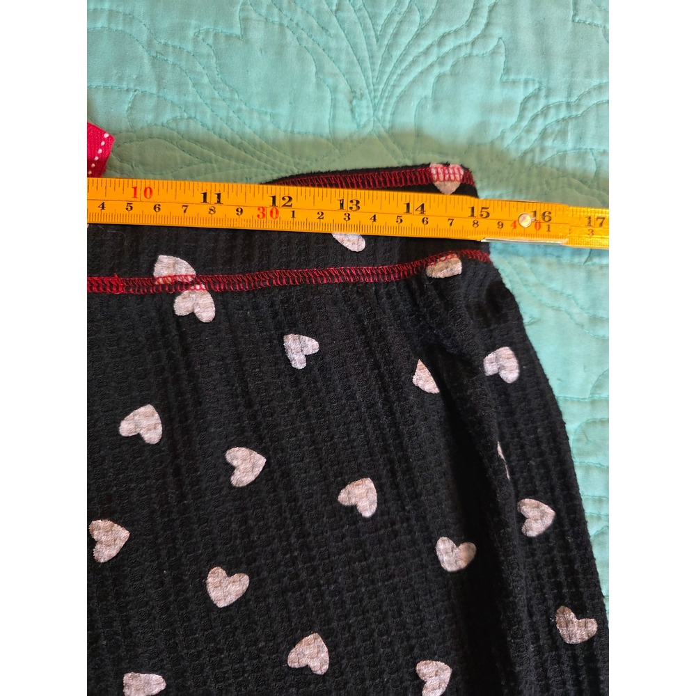PJ Salvage Waffle Knit Heart Print Pajama Set‎ Black White Red Henley Joggers - Picture 11 of 15